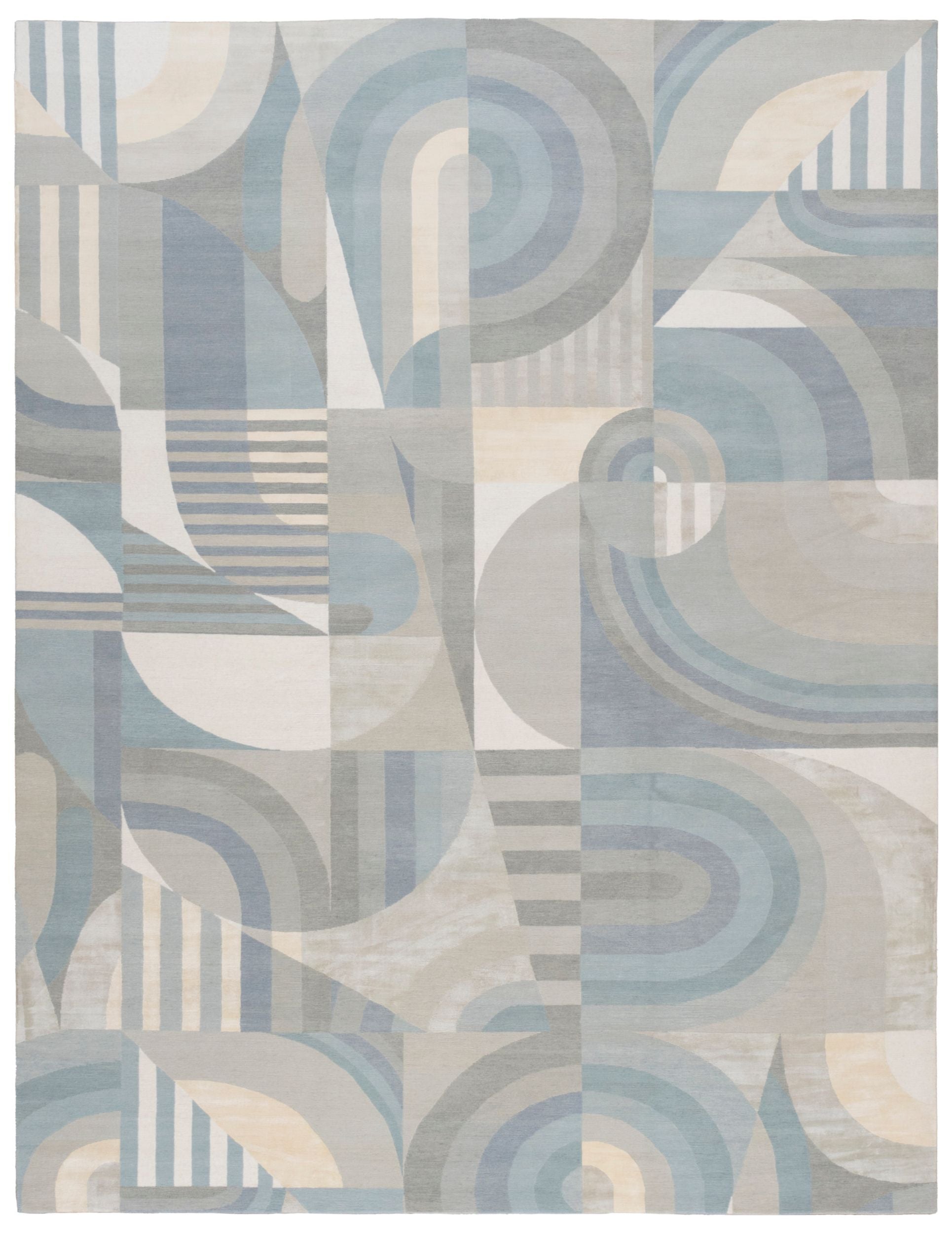 Rayner Fully Custom Hand-Knotted Rug with Whimsical Geometric Design